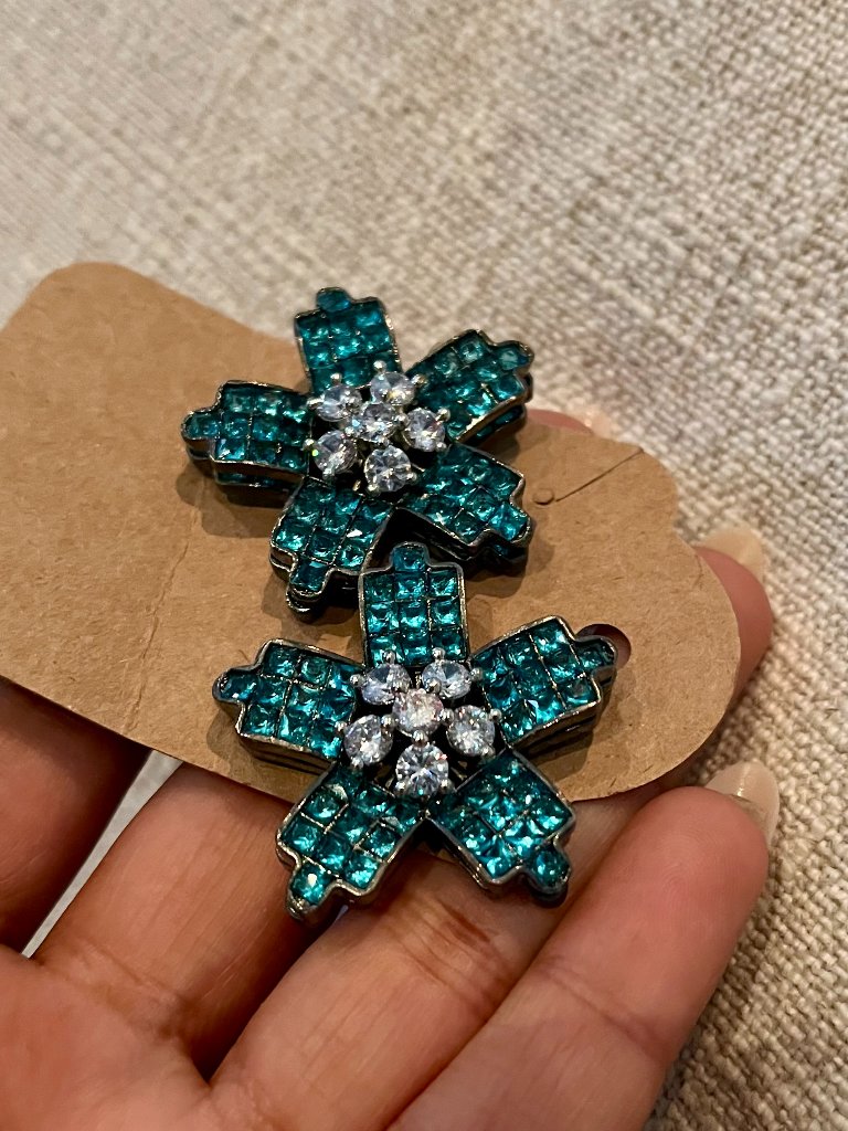 Green Flower Green Earrings